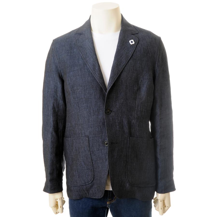 <美品>LARDINI ネイビー ツイードジャケット ブートニエール サイズ42 美品 42 LARDINI ラルディーニ ブートニエール付 ツイードジレ