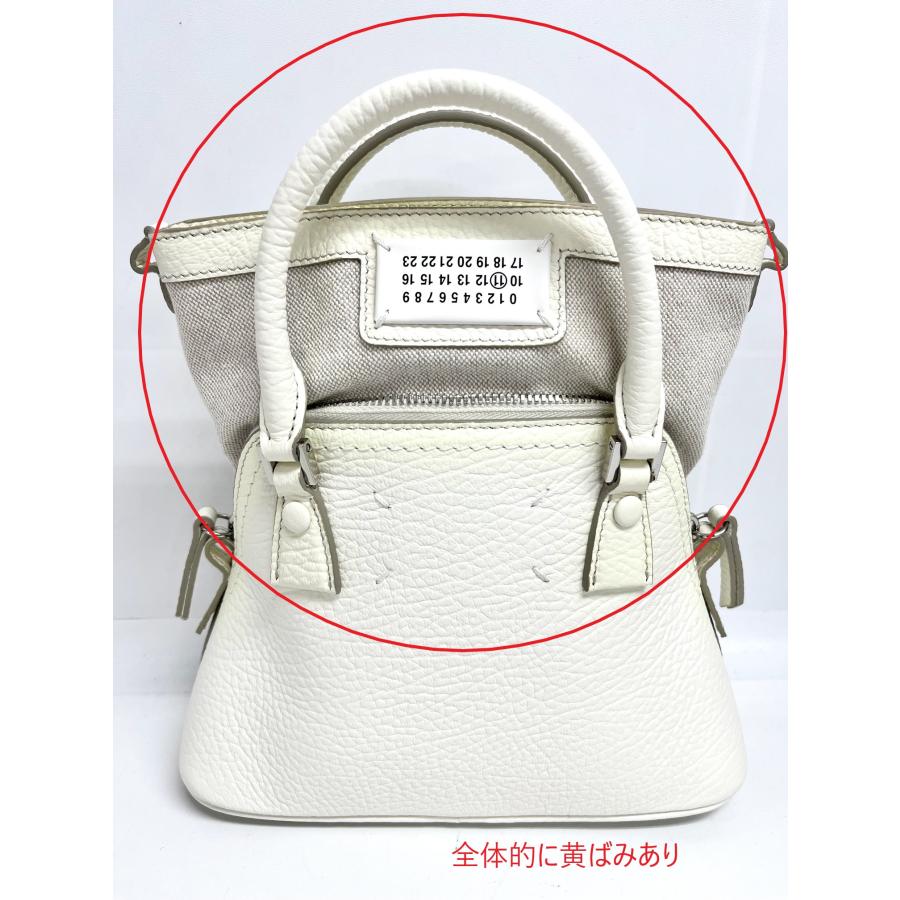 スーパーセール 訳あり　全体的に黄ばみあり　メゾンマルジェラ Maison Margiela ハンドバッグ ホワイト S56WG0081P4455H0157 5AC MICRO BAG　5ACマイクロバッグの画像