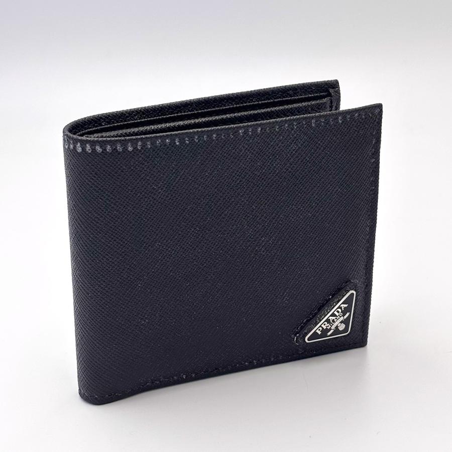 訳あり 箱つぶれ 表面べたつきあり 色ムラあり プラダ PRADA 二つ折り長財布 2MO738 QHH F0002 ブラック メンズの画像
