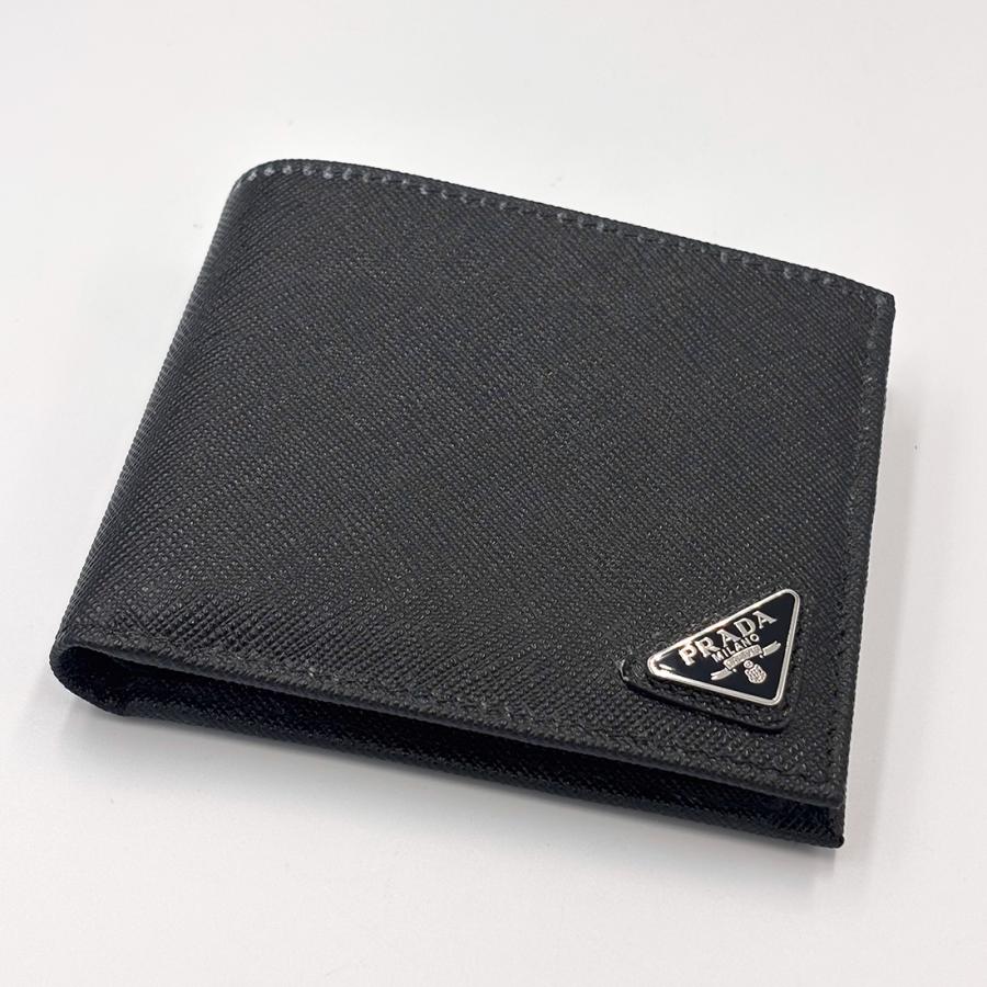 訳あり 箱つぶれ 表面べたつきあり 色ムラあり プラダ PRADA 二つ折り長財布 2MO738 QHH F0002 ブラック メンズの画像