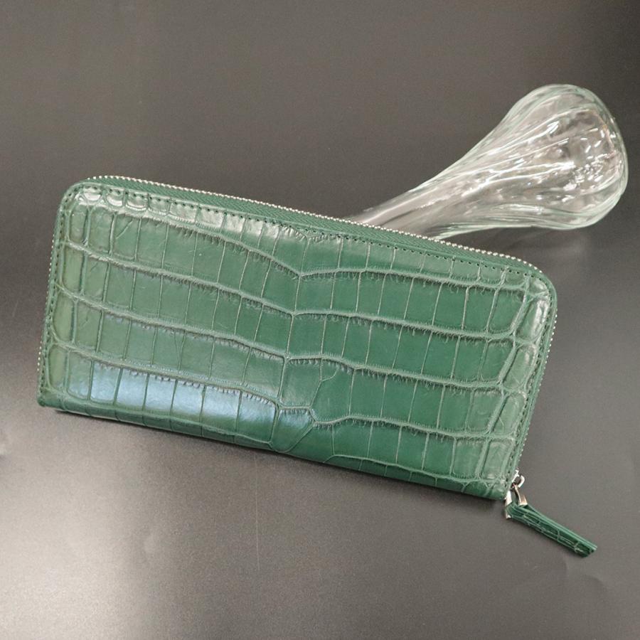 未使用 ロダニア rodania グリーン 長財布 クロコダイルスキン RODANIA（ロダニア） 訳あり コバ部分キズあり クロコダイル 長財布
