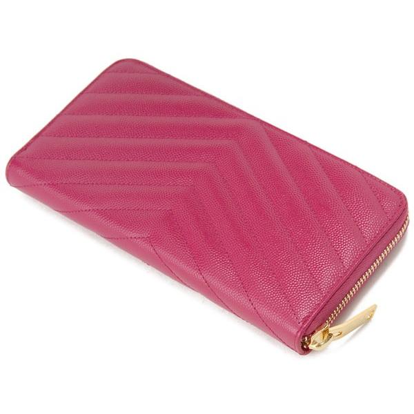 YSL ピンク キルティング 長財布 イブサンローラン レザー Yves
