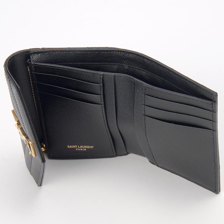 タイムセール！Saint Laurent ブラック 三つ折り財布 YSL ブラック 三つ折り財布