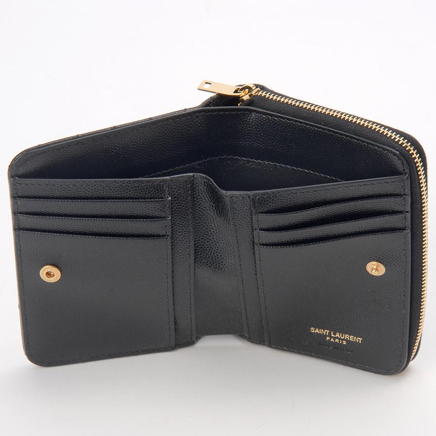 SAINT LAURENT サンローラン 二つ折り財布 レディース ブラック 668288 BOW01 1000 SAINT LAURENT サンローラン 二つ折り財布 レディース ブラック 668288