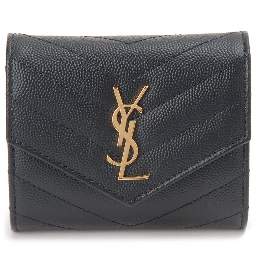 SAINT LAURENT ブラック 三つ折り財布 SAINT LAURENT サンローラン 3つ折り財布 小銭入れ付き ブラック