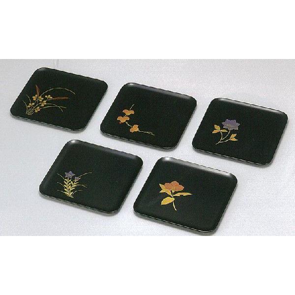 越前漆器4029-6　四季　絵変り銘々皿　５枚セット