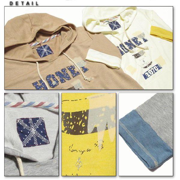 セールワードトローブwordtrobeレディース柔らか薄手コットン裏毛素材切替5分袖パーカ手作り感・リメイク感・クラフト感がコンセプト彡新作パーカー |  | 03