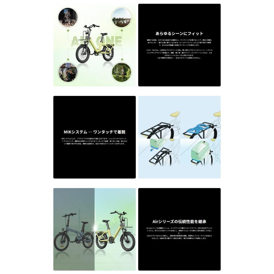 １万円引セール〆25日 レビューでロックプレゼント★ ADO Air One 電動アシスト自転車 20インチ チャイルドシート対応 前かご装着可能 メーカー直送品の画像