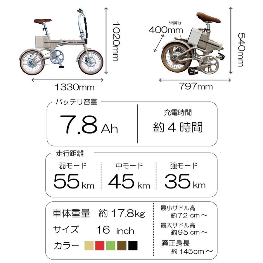 型式認定取得 tabico mini モバイルバッテリーにもなる折りたたみ電動