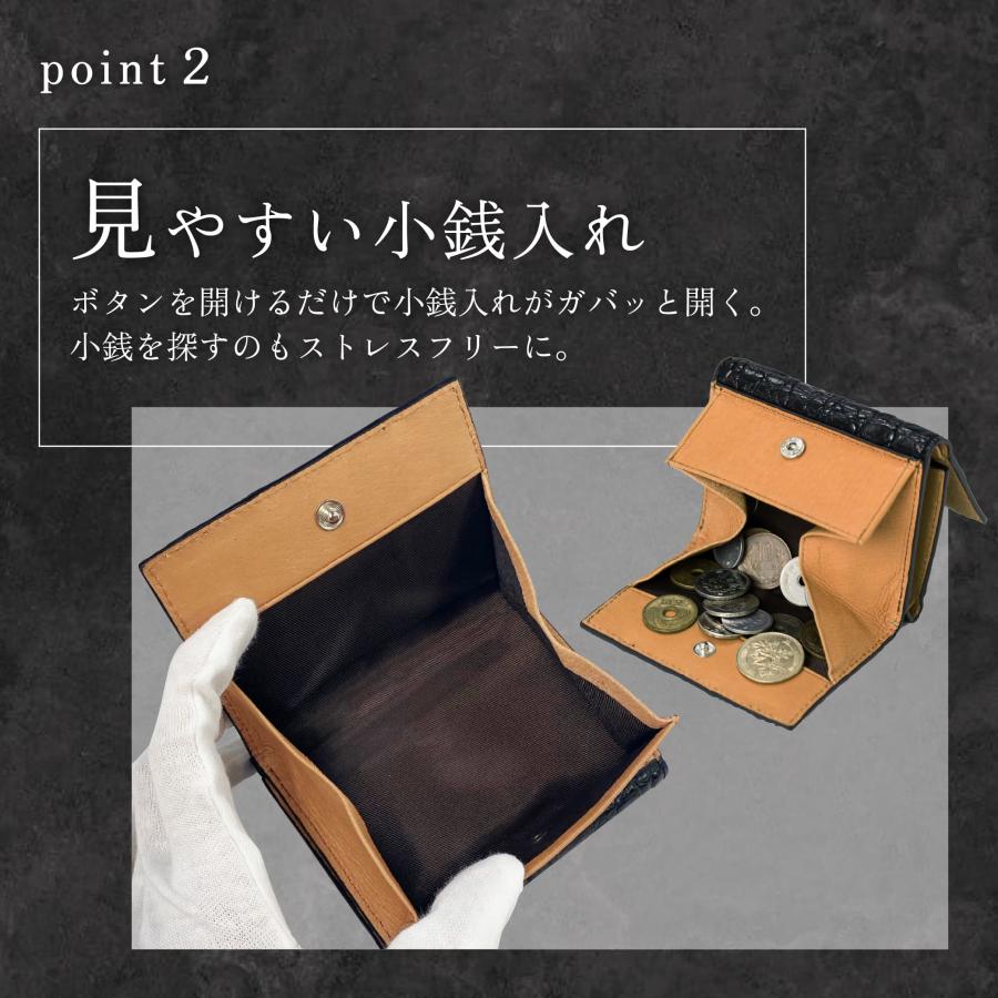 本革 クロコダイル革三つ折り財布 短財布 鰐 わに カイマン 背 本革 クロコダイル革三つ折り財布 短財布 鰐 わに カイマン 背