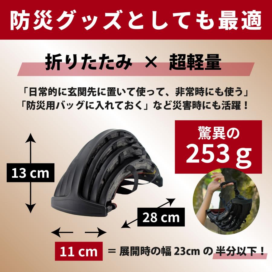 ヘルメット(折りたたみ可能・軽量) 超軽量折りたたみヘルメット 自転車ヘルメット サイクル 頭囲調整可能