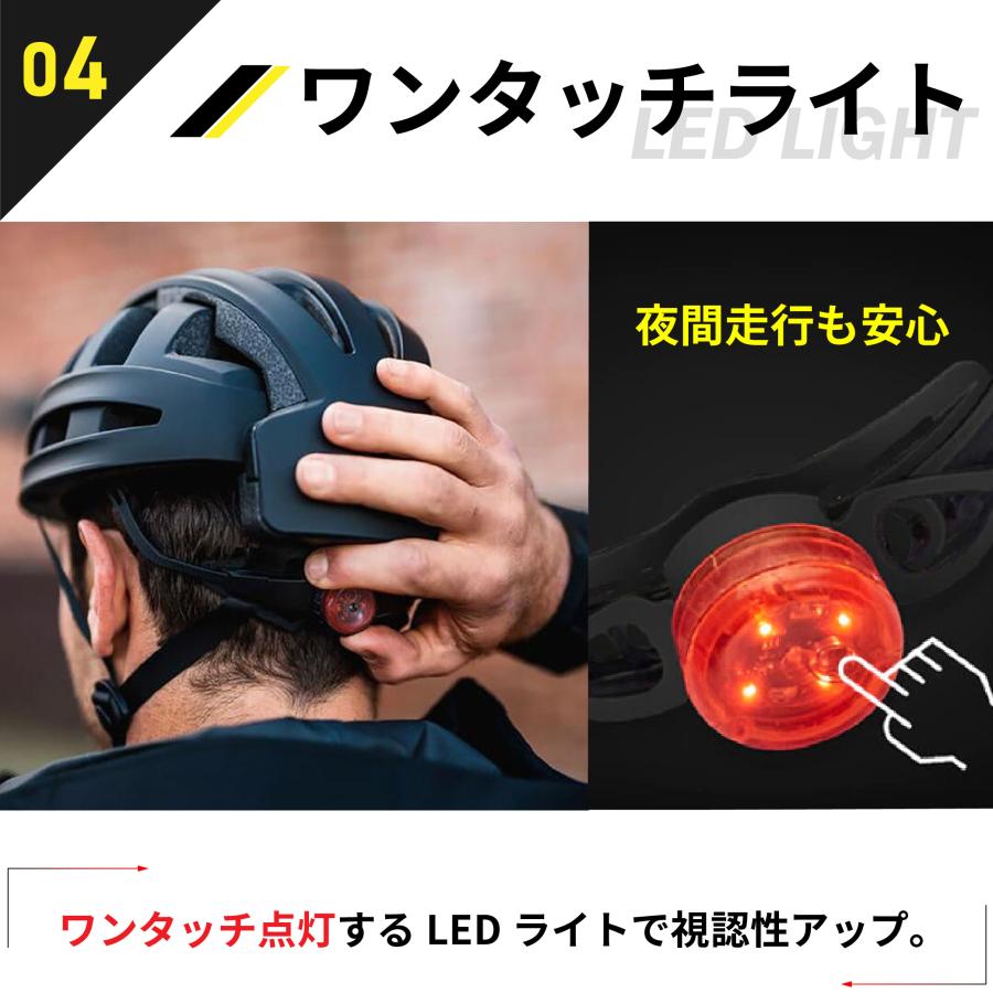 CE/CPSC認証 折りたたみヘルメット 後ろライト付 折り畳み 自転車用