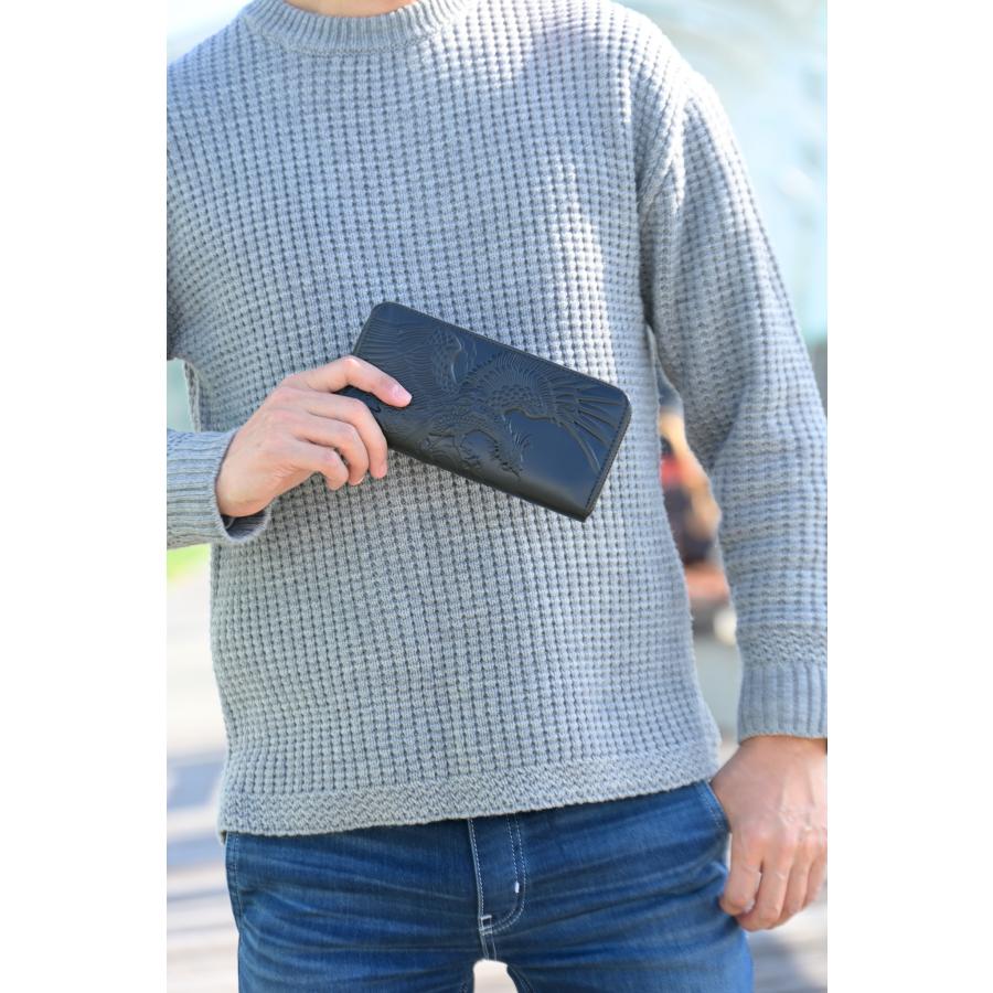本革】フェニックス イタリアンレザーエンボス財布 長財布 鳳凰 鳥
