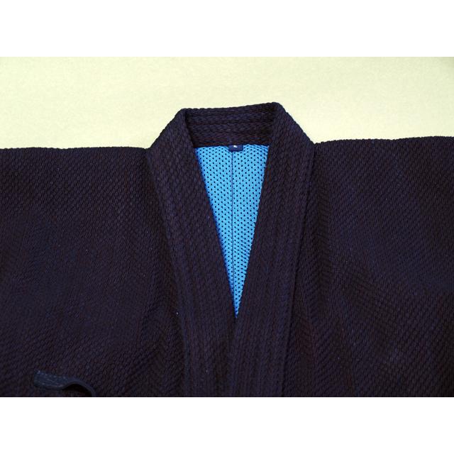 剣道着 正藍染 ウォッシュ加工 メッシュ裏地付 一重織刺剣道着 テック