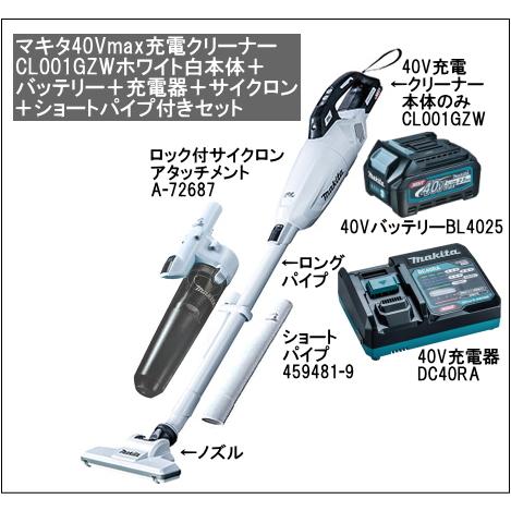 マキタ 充電クリーナー 40Vmax CL001GZW 本体色ホワイト マキタ 充電クリーナー 40Vmax CL001GZW 本体色ホワイト