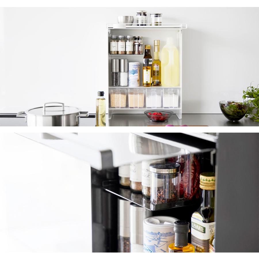 隠せる調味料ラック タワー 2段 マグネット貼り付け 引き出し式 収納 黒 楽天市場】隠せる調味料ラック 調味料ラック タワー 2段 tower