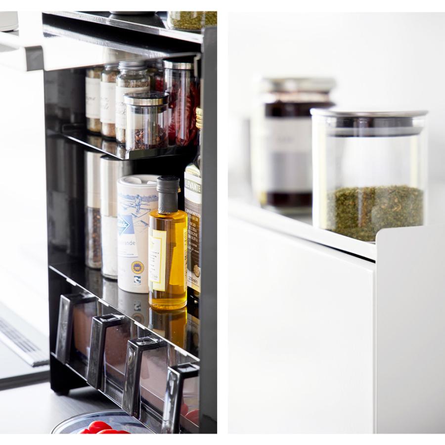 隠せる調味料ラック タワー 2段 マグネット貼り付け 引き出し式 収納 黒 dショッピング |［ 隠せる調味料ラック タワー ブラック ］山崎