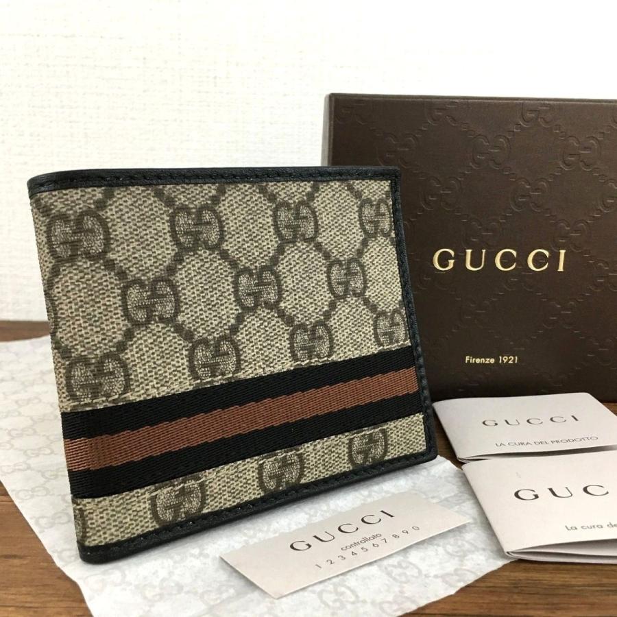 ☆送料無料☆ 未使用品 GUCCI 二つ折り札入れ GGスプリーム シェリーライン 二つ折り財布 グッチ 17 極美品✨GUCCI シェリーライン GGスプリーム 二つ折り財布ウェブ