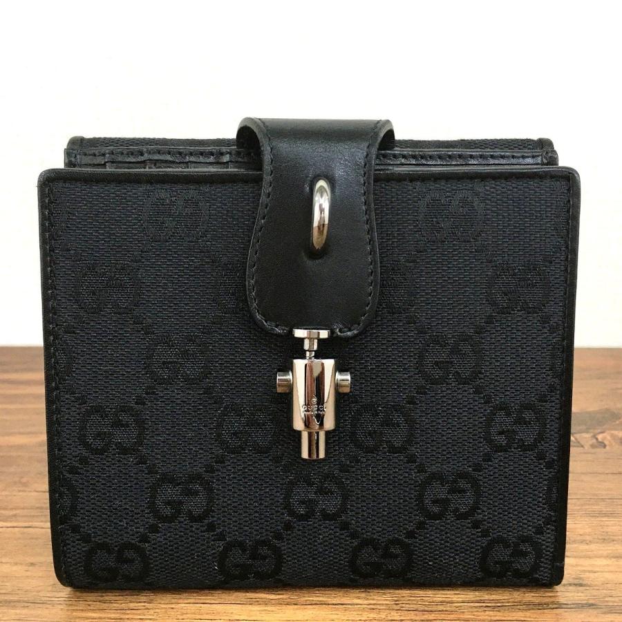 ☆送料無料☆ 極美品 GUCCI 二つ折り財布 109342 ジャッキー ブラック GGキャンバス グッチ 箱付き 225｜s21company｜02