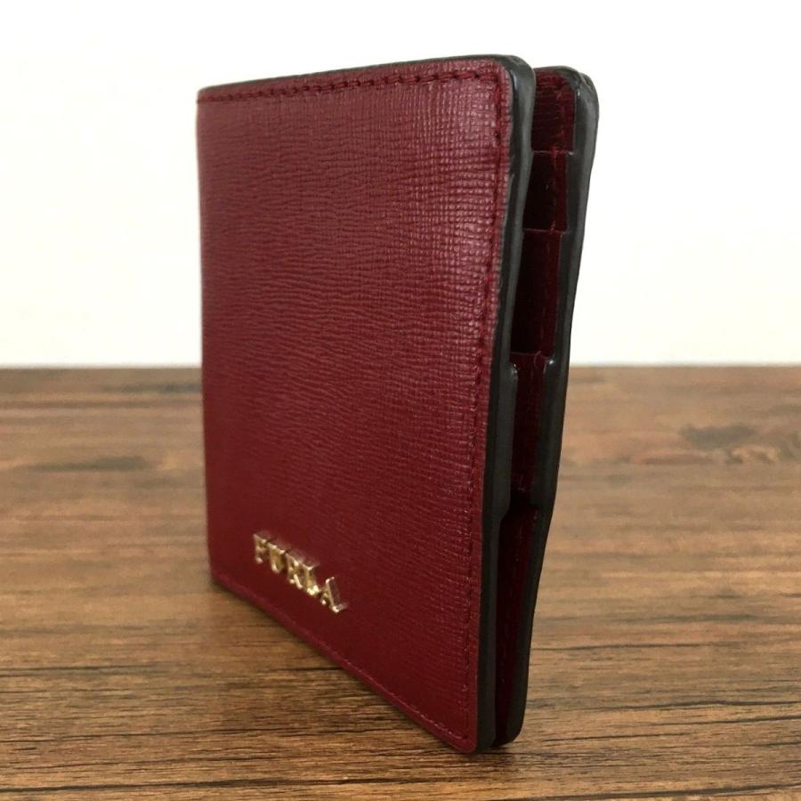 ☆送料無料☆ 未使用品 FURLA 二つ折り財布 ワインレッド レザー ロゴ  