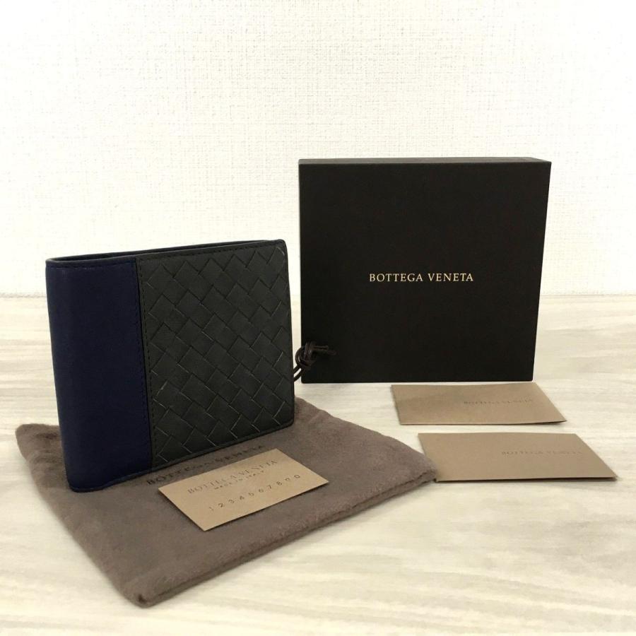 激安ブランド 未使用品 Bottega Veneta 二つ折り札入れ ネイビー グレー イントレチャート 箱付き 27 正規店仕入れの Industrial Comteco Com Bo