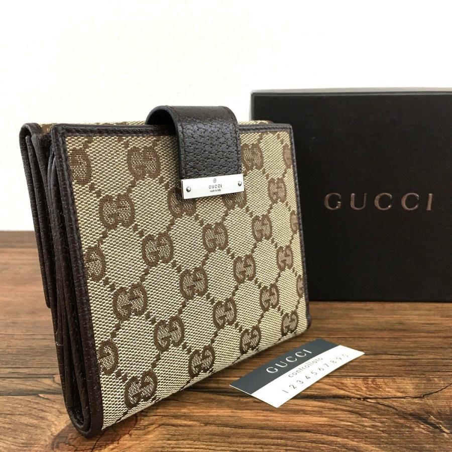 GGキャンバス 送料込み！ 極美品 GUCCI Wホック財布 115094 箱付き  