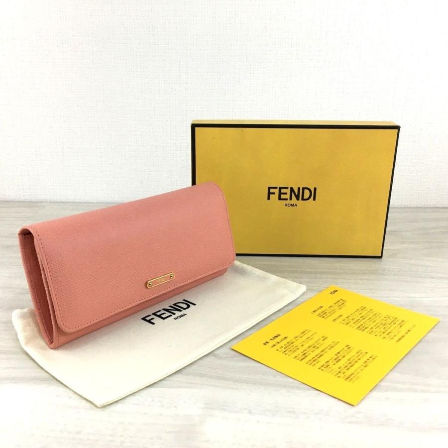 ☆送料無料☆ 未使用品 FENDI 長財布 ピンク系 8M0251 ロゴプレート 保存袋 箱付き フェンディ 339｜s21company