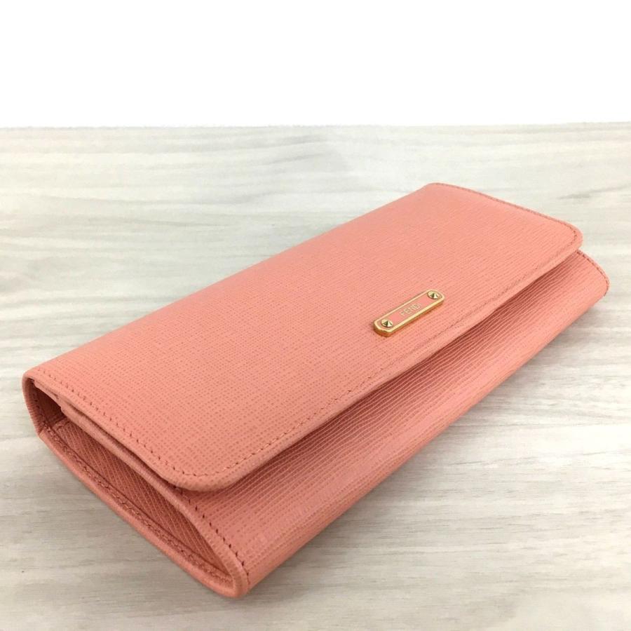 ☆送料無料☆ 未使用品 FENDI 長財布 ピンク系 8M0251 ロゴプレート 