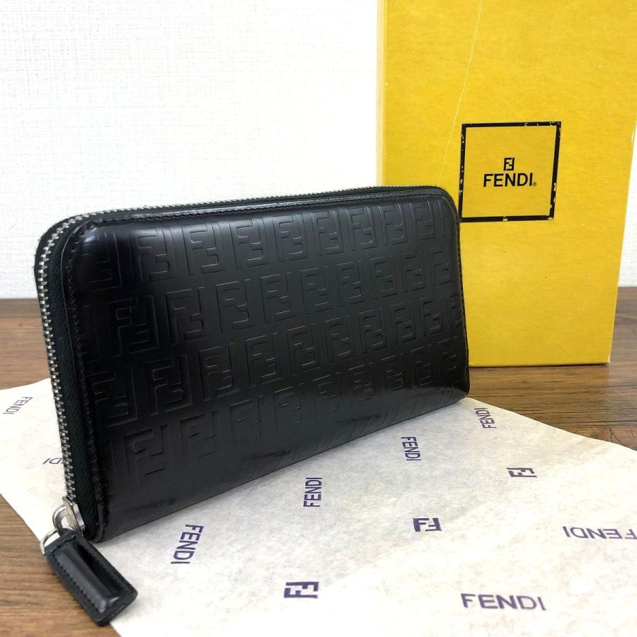 ☆送料無料☆ 極美品 FENDI ジップウォレット 30978 ブラック 箱付き