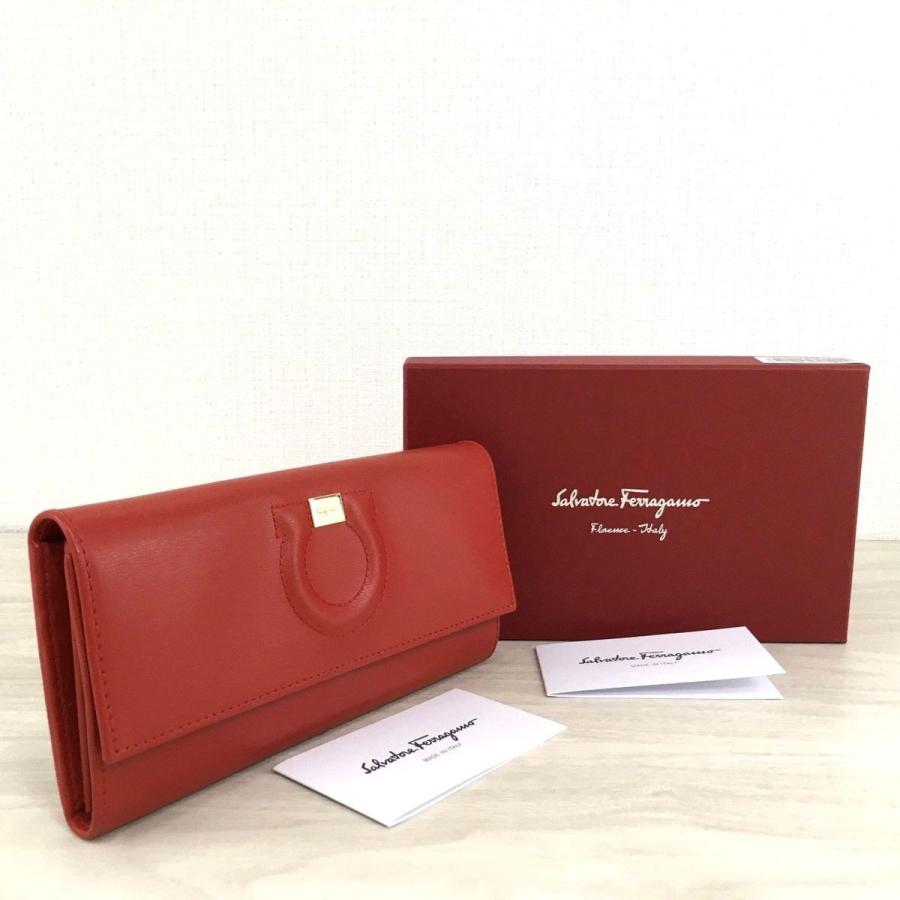 未使用品 Salvatore Ferragamo 長財布 レッド レザー 359 - 通販