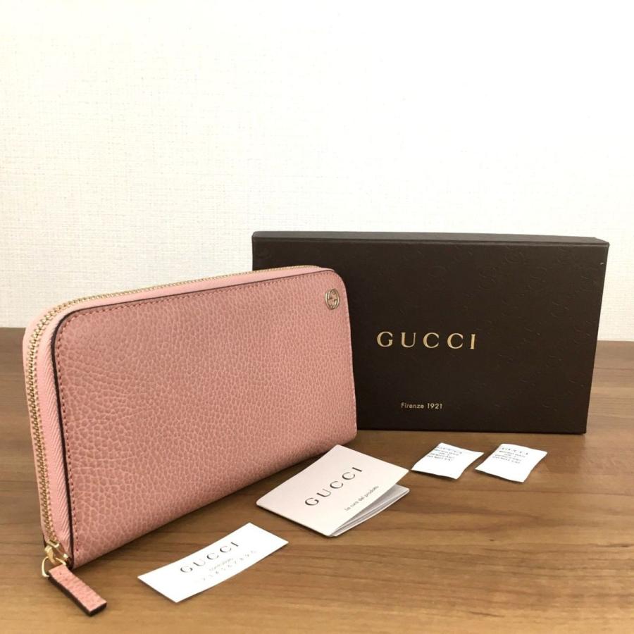 ☆送料無料☆ 未使用品 GUCCI ラウンドファスナー長財布 ライトピンク