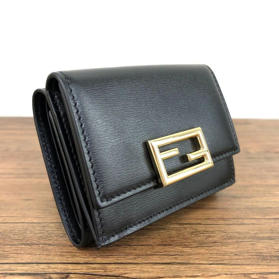 ☆送料無料☆ 未使用品 FENDI 三つ折り財布 8M0395 ブラック ペカン 