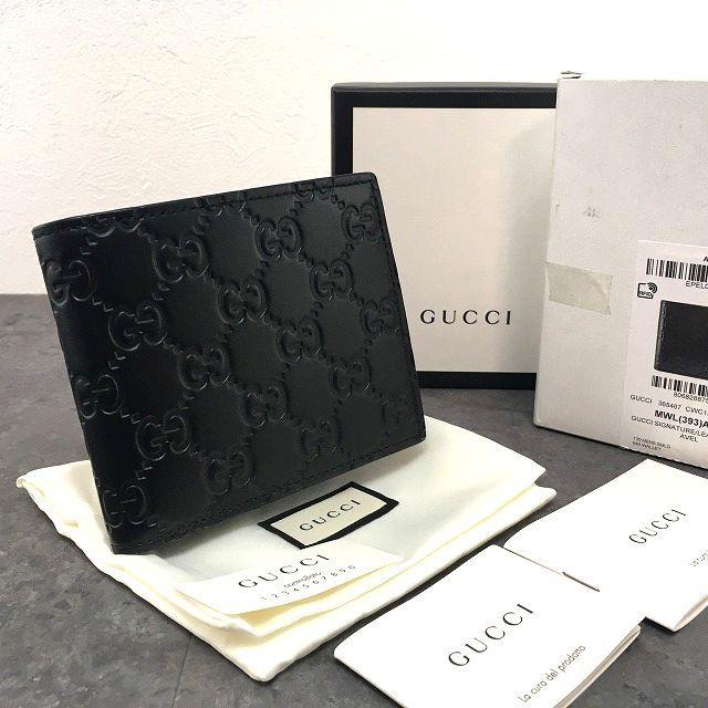 ☆送料無料☆ 未使用品 GUCCI 二つ折り財布 365467 ブラック 