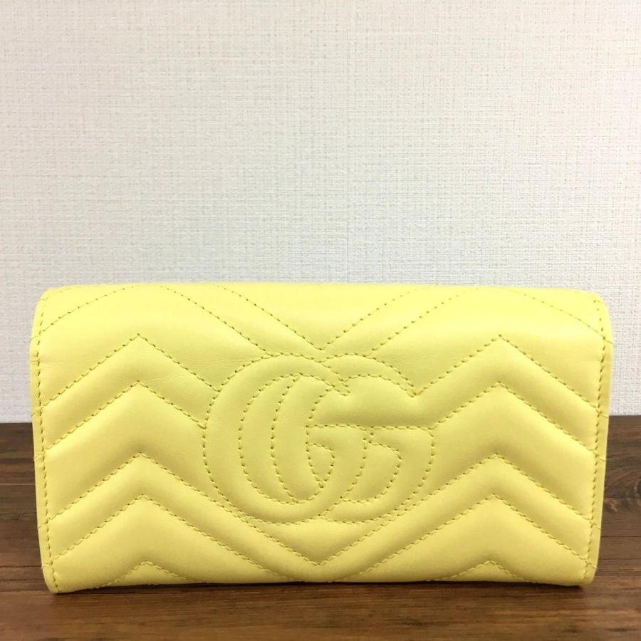 ☆送料無料☆ 極美品 GUCCI 長財布 443436 イエロー レザー マーモント 