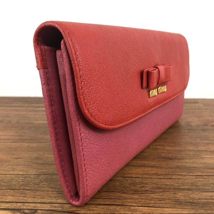 ☆送料無料☆ 未使用品 MIUMIU 長財布 5M1109 レザー ピンク レッド 