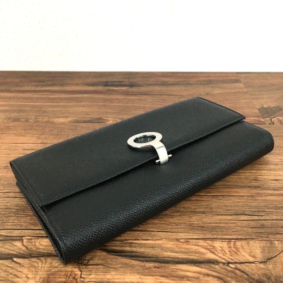 極美品 BVLGARI Wホック財布 ブラック ウォレット 471-