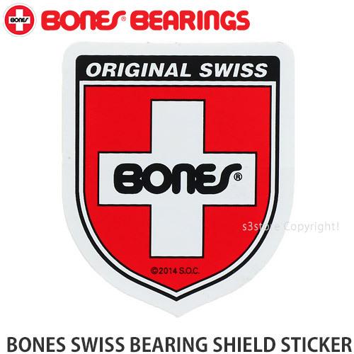 ボーンズ スイス シールド ステッカー BONES SWISS BEARING STICKER スケボー 舗 シール 最新最全の スケートボード サイズ:S SHIELD デッキ