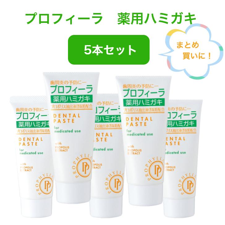 5本セット プロフィーラ 薬用 ハミガキ 100g 水溶性 プロポリスエキス 配合 歯みがき 歯磨き 歯肉炎 予防 日本製 まとめ買い 薬用ハミガキ 歯槽膿漏|sa-ra-ri|02