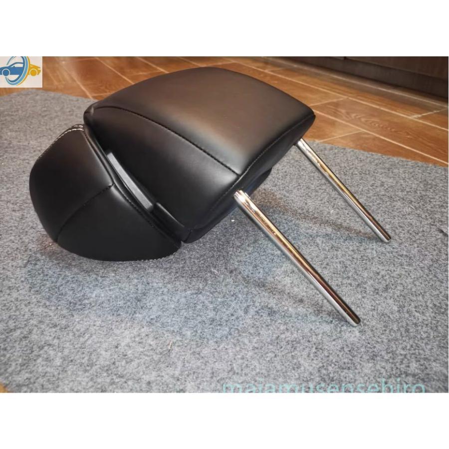 高品質 汎用 大型ヘッドレスト 2個セット ブラックレザー アルファード