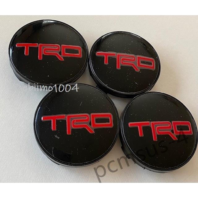 TRD ホイールキャップ トヨタ TOYOTA エンブレム センターハブキャップ バッジ ブラックレッドblack 60mm 4個セット｜saami-store｜02