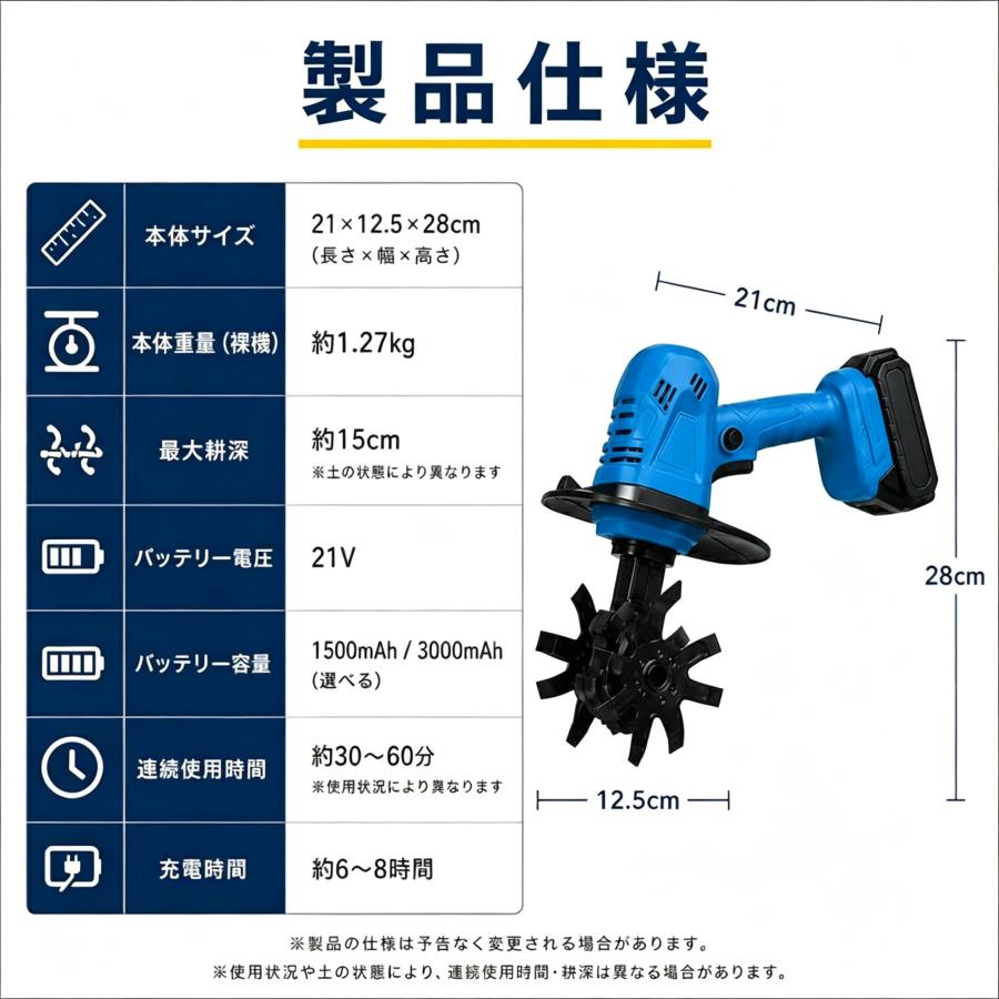 耕運機 充電式 耕うん機 ミニ耕耘機 菜園 ガーデニング コードレス 軽量 安全設計 低騒音 伸縮式 マキタバッテリー互換 初心者 女性 シニア 土ほぐし プランター |  | 16