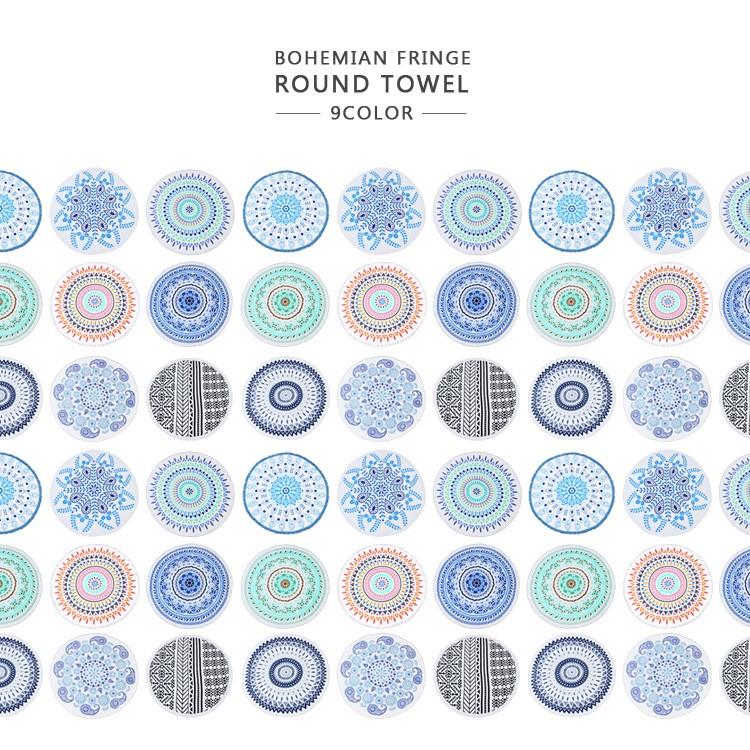 大判150cm ボヘミアンフリンジ ラウンドタオル ビーチタオル ビーチマット ラグ ヨガ マット ボディタオル 海 ビーチ エスニック アステカ ヒッピー トレンド｜sabb｜02