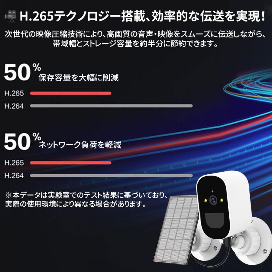 防犯カメラ 屋外/屋内 Wifi対応 400万画素 ワイヤレス ソーラー給電 配線不要 自動追跡 動体検知 自動録画 PIR人体感知 バッテリー内蔵 工事不要 2025新品 |  | 09