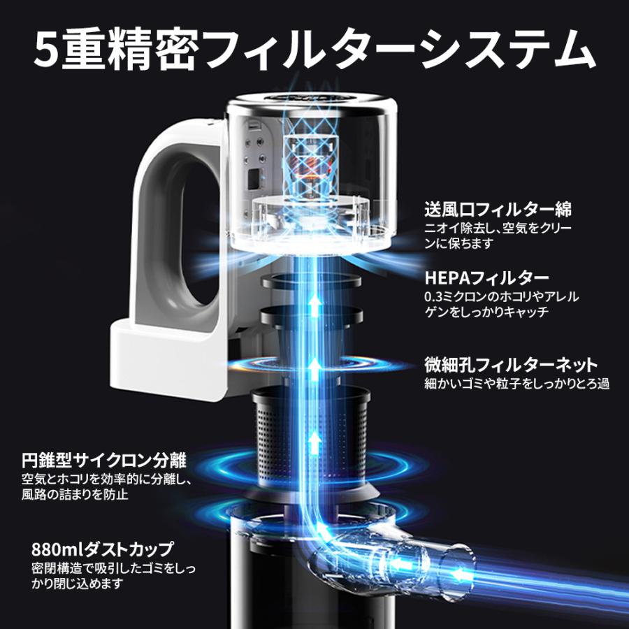 掃除機 ハンディ コードレス 49800Pa強力吸引 軽量 車載・家庭両用