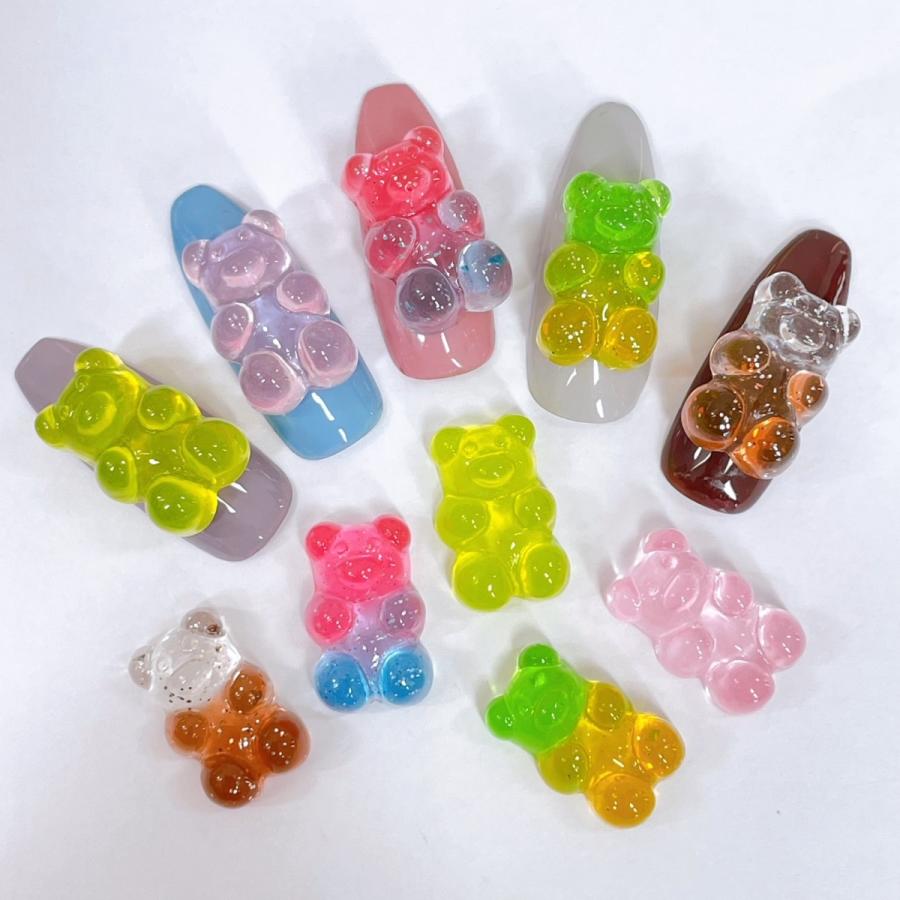 ネイルパーツ 4個入 3D グミ bear 熊 くま ぐみ レジン クラフト