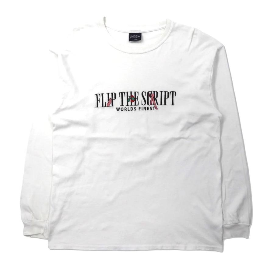 FLIP THE SCRIPT ロングスリーブTシャツ L ホワイト コットン ロゴ刺繍｜sabotenstore｜02