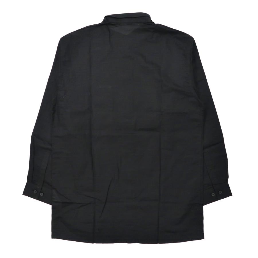 BLACK PIA ( RAIKA ) アシンメトリーカラー デザインシャツ M ブラック リネン シースルー ロゴ刺繍 日本製 未使用品｜sabotenstore｜03