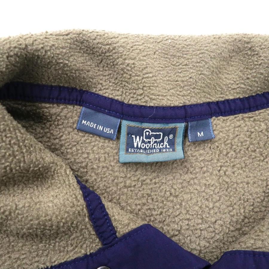 WOOLRICH ハーフスナップ フリース プルオーバー M カーキ ポリエステル 90年代 USA製｜sabotenstore｜04