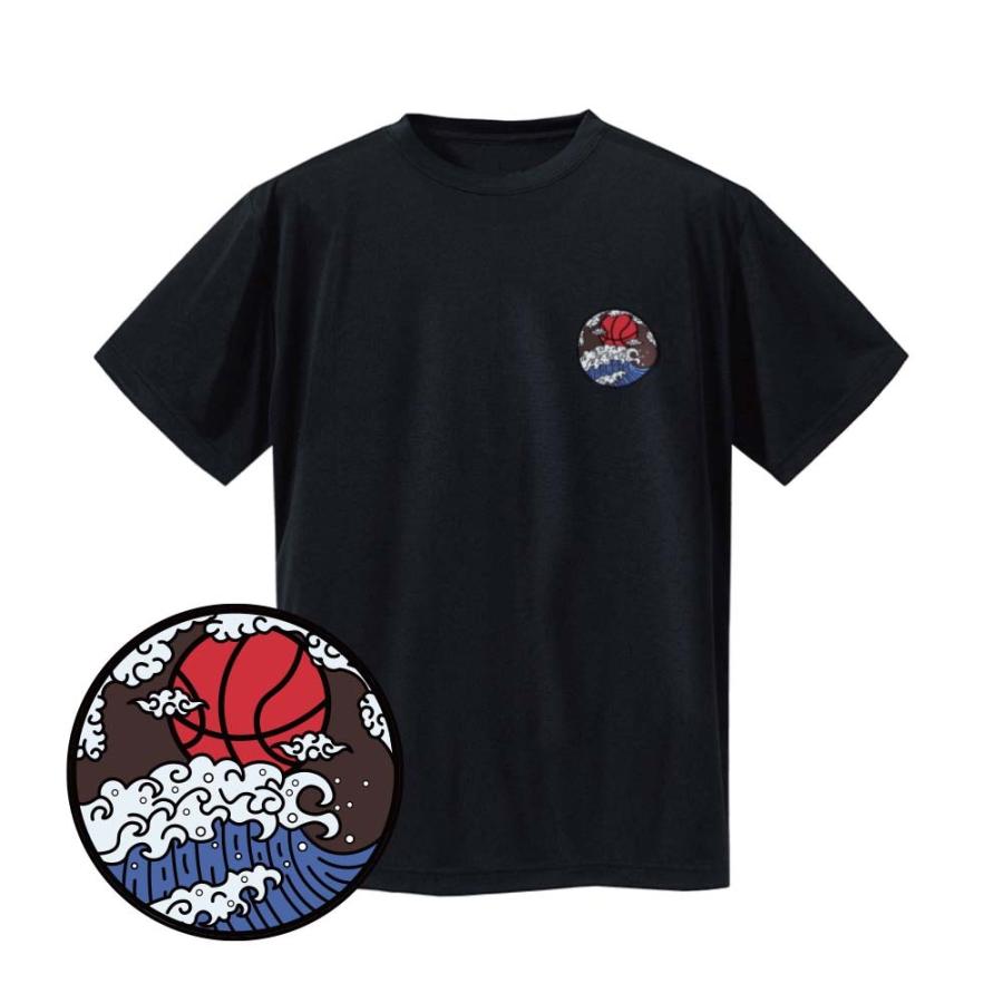 バスケ ウェア メンズ Tシャツ 左胸ワンポイントマーク 「波と雲と球」 半袖