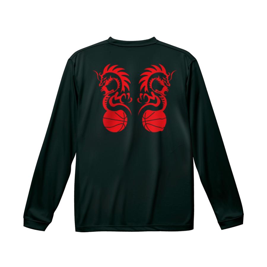 バスケ ロンT メンズ 長袖 「バスケドラゴン」 おもしろ かわいい 吸汗